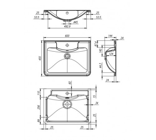Раковина Belbagno Albano BB600/455-LV-MR-ALR 60 см, белая