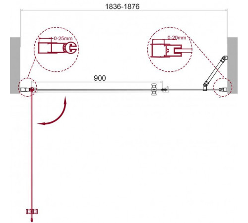 Душевая дверь в нишу BelBagno Etna, 190 х 195 см, стекло прозрачное, профиль хром, ETNA-B-11-100+90-C-Cr