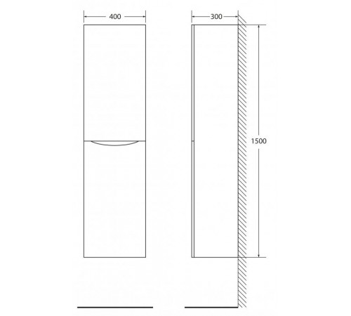 Пенал BelBagno Fly-Marino-1500-2A-SC-CO-P-L, 40 см, подвесной, crema opaco, левосторонний
