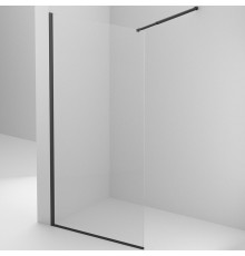 Душевая стенка BelBagno Kraft-L-1-70-C-Nero, 70 см, свободный вход, стекло прозрачное, профиль черный матовый