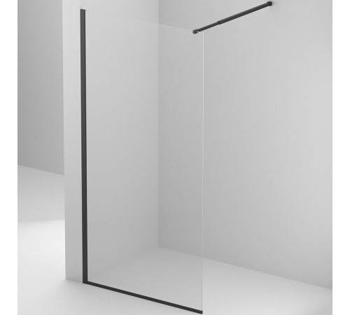 Душевая стенка BelBagno Kraft-L-1-70-C-Nero, 70 см, свободный вход, стекло прозрачное, профиль черный матовый