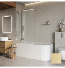 Шторка на ванну BelBagno LUCE-VF-11-100/145-C-ORO, 100 см, стекло прозрачное, профиль золото