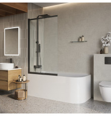 Шторка на ванну BelBagno LUCE-VF-11-80/145-C-NERO, 80 см, стекло прозрачное, профиль черный матовый