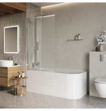 Шторка на ванну BelBagno LUCE-VF-11-90/145-C-Cr, 90 см, стекло прозрачное, профиль хром