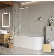 Шторка на ванну BelBagno LUCE-VF-11-90/145-C-ORO, 90 см, стекло прозрачное, профиль золото