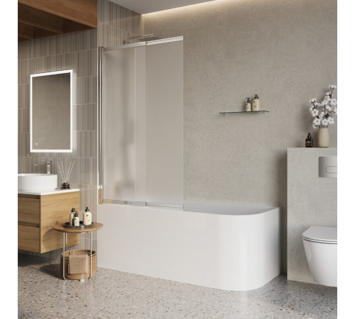 Шторка на ванну BelBagno LUCE-VF-11-90/145-P-Cr, 90 см, стекло рифленое, профиль хром