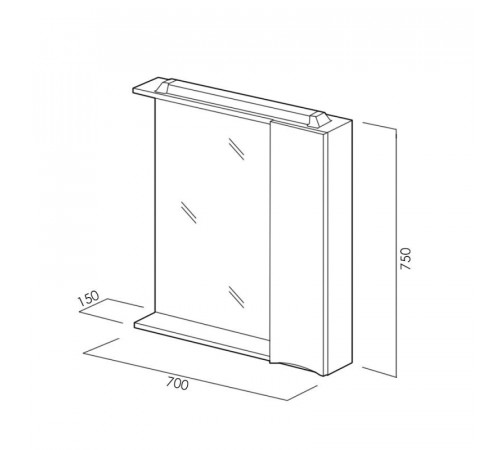 Зеркальный шкаф BelBagno Marino MARINO-SPC-700/750-1A-BL-P-L/R, 70 х 75 см, с LED-подсветкой, Bianco Lucido - белый глянец, левый/правый