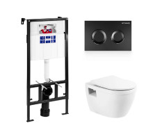 Инсталляция Bettoserb Sava Fix Slim с безободковым унитазом BelBagno Loto, сиденье с микролифтом, клавиша смыва, SET40006467/BB070CHR/SC