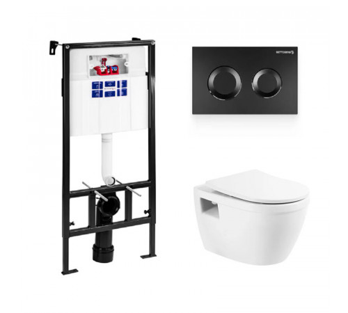 Инсталляция Bettoserb Sava Fix Slim с безободковым унитазом BelBagno Loto, сиденье с микролифтом, клавиша смыва, SET40006467/BB070CHR/SC