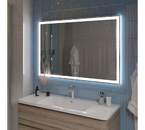 Зеркало BelBagno SPC-GRT-1200-800-LED-TCH-SND 120 см, со встроенной подсветкой, голосовым управлением и подогревом