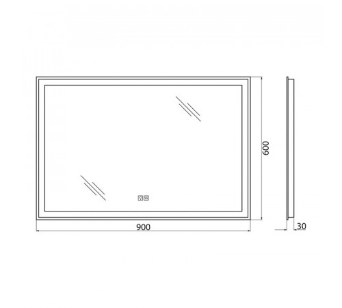 Зеркало BelBagno 90 x 60 см со встроенным светильником, сенсорным выключателем и подогревом, SPC-GRT-900-600-LED-TCH-WARM
