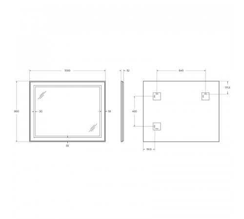 Зеркало BelBagno Kraft SPC-KRAFT-1000-800-SENS-NERO, 100 см, с LED подсветкой, с сенсорным выключателем, цвет рамы черный