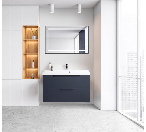 Зеркало BelBagno Kraft SPC-KRAFT-1085-685-TCH-WARM-NERO 108.5 см, светодиодная подсветка, с сенсорным выключателем, с подогревом, черный