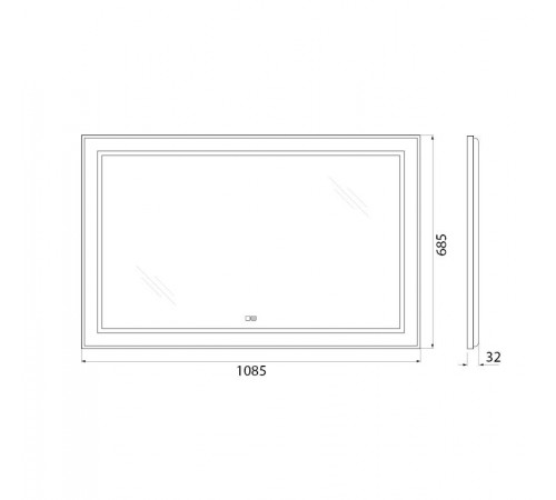 Зеркало BelBagno Kraft SPC-KRAFT-1085-685-TCH-WARM-NERO 108.5 см, светодиодная подсветка, с сенсорным выключателем, с подогревом, черный
