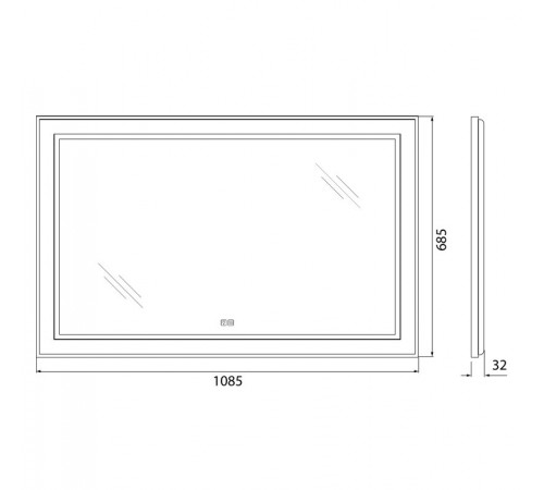 Зеркало BelBagno Kraft SPC-KRAFT-1085-685-TCH-WARM 108.5 см, светодиодная подсветка, с сенсорным выключателем, с подогревом, сатин