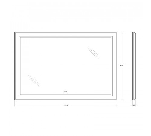 Зеркало BelBagno Kraft SPC-KRAFT-1200-800-LED-TCH-WARM-NERO, 120 см, со встроенной подсветкой и подогревом, черный