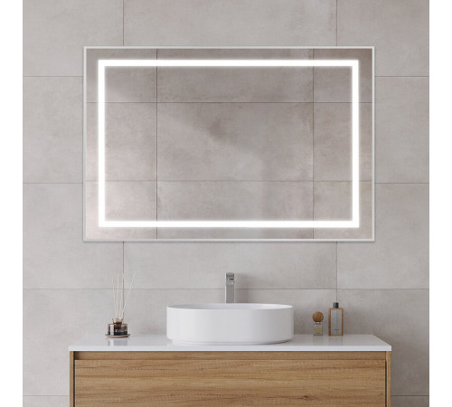 Зеркало BelBagno Kraft SPC-KRAFT-1200-800-SENS-AL, 120 см, с LED подсветкой, с сенсорным выключателем, цвет рамы сатин