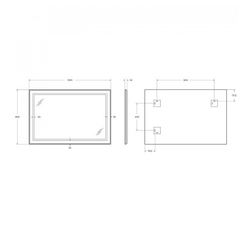 Зеркало BelBagno Kraft SPC-KRAFT-1200-800-SENS-NERO, 120 см, с LED подсветкой, с сенсорным выключателем, цвет рамы черный