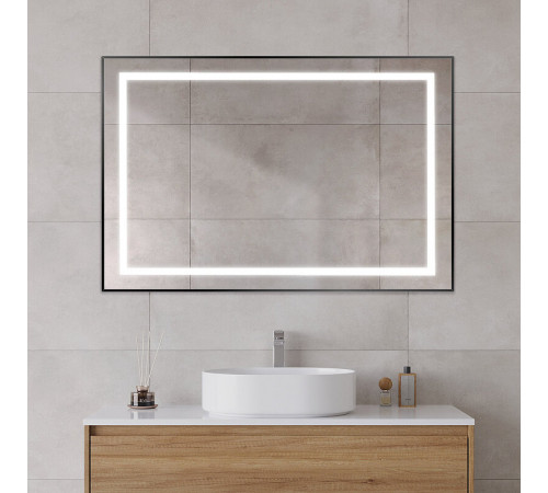 Зеркало BelBagno Kraft SPC-KRAFT-1200-800-SENS-NERO, 120 см, с LED подсветкой, с сенсорным выключателем, цвет рамы черный