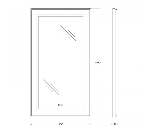 Зеркало BelBagno Kraft SPC-KRAFT-500-900-LED-TCH-WARM, 50 х 90 см, со встроенной подсветкой и подогревом, сатин