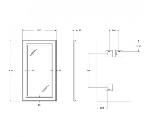 Зеркало BelBagno Kraft SPC-KRAFT-500-900-SENS-NERO, 50 см, с LED подсветкой, с сенсорным выключателем, цвет рамы черный