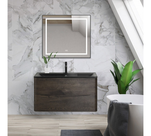 Зеркало BelBagno Kraft SPC-KRAFT-555-1700-TCH-PIA-NERO 88.5 см, светодиодная подсветка, с сенсорным выключателем, с подогревом, черный