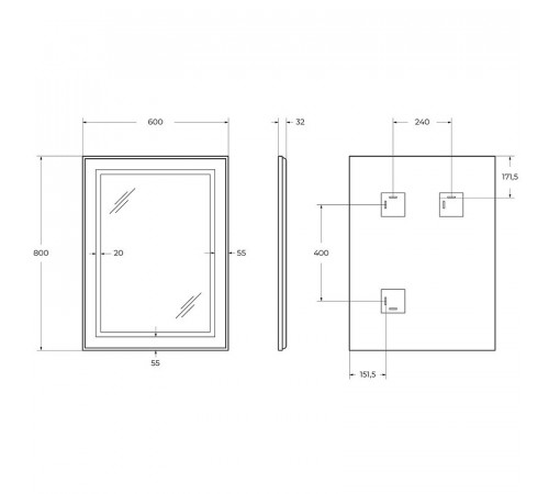 Зеркало BelBagno Kraft SPC-KRAFT-600-800-SENS-NERO, 60 см, с LED подсветкой, с сенсорным выключателем, цвет рамы черный