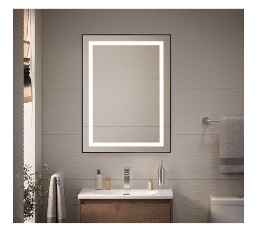 Зеркало BelBagno Kraft SPC-KRAFT-600-800-SENS-NERO, 60 см, с LED подсветкой, с сенсорным выключателем, цвет рамы черный
