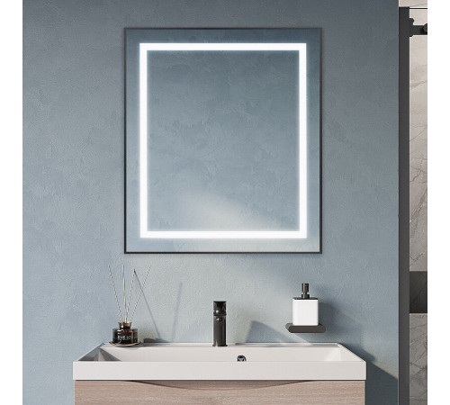 Зеркало BelBagno Kraft SPC-KRAFT-700-800-SENS-NERO, 70 см, с LED подсветкой, с сенсорным выключателем, цвет рамы черный