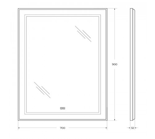 Зеркало BelBagno Kraft SPC-KRAFT-700-900-LED-TCH-WARM-NERO, 70 х 90 см, со встроенной подсветкой и подогревом, черный