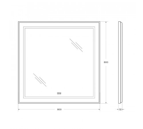 Зеркало BelBagno Kraft SPC-KRAFT-800-800-LED-TCH-WARM-NERO, 80 см, со встроенной подсветкой и подогревом, черный