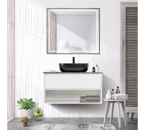 Зеркало BelBagno Kraft SPC-KRAFT-800-800-LED-TCH-WARM-NERO, 80 см, со встроенной подсветкой и подогревом, черный