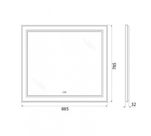 Зеркало BelBagno Kraft SPC-KRAFT-885-785-TCH-WARM 88.5 см, светодиодная подсветка, с сенсорным выключателем, с подогревом, сатин