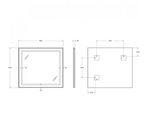 Зеркало BelBagno Kraft SPC-KRAFT-900-800-SENS-AL, 90 см, с LED подсветкой, с сенсорным выключателем, цвет рамы сатин