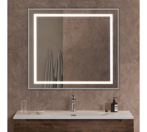 Зеркало BelBagno Kraft SPC-KRAFT-900-800-SENS-AL, 90 см, с LED подсветкой, с сенсорным выключателем, цвет рамы сатин