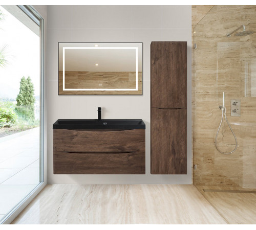 Зеркало BelBagno Kraft SPC-KRAFT-985-685-TCH-WARM-NERO 98.5 см, светодиодная подсветка, с сенсорным выключателем, с подогревом, черный