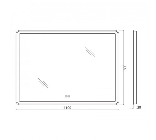 Зеркало BelBagno Marino SPC-MAR-1100-800-LED-TCH-WARM 110 см, с LED-подсветкой, с сенсорным выключателем, с подогревом