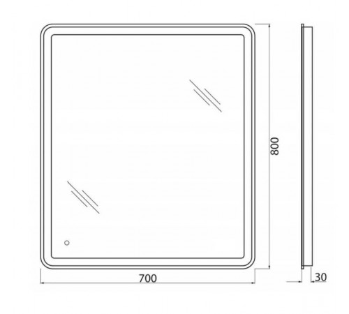 Зеркало BelBagno SPC-MAR-700-800-LED-TCH, 70 x 80 см, с LED-подсветкой и сенсорным выключателем