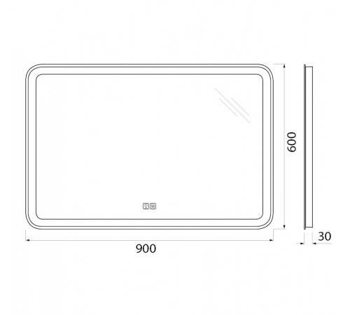 Зеркало BelBagno Marino SPC-MAR-900-600-LED-TCH-WARM 90 см, светодиодная подсветка, с сенсорным выключателем, с подогревом