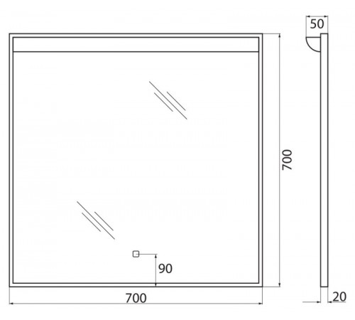 Зеркало BelBagno SPC-UNO 70 см, с подсветкой, белый, SPC-UNO-700-700-TCH