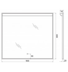 Зеркало BelBagno SPC-UNO 90 см, с подсветкой, белый, SPC-UNO-900-800-TCH