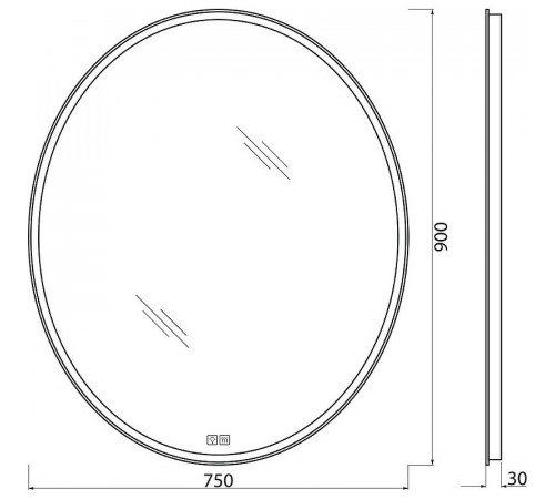 Зеркало BelBagno SPC-VST-750-900-LED-TCH-WARM, 75 см, с LED подсветкой, с сенсорным выключателем, с подогревом, цвет рамы белый