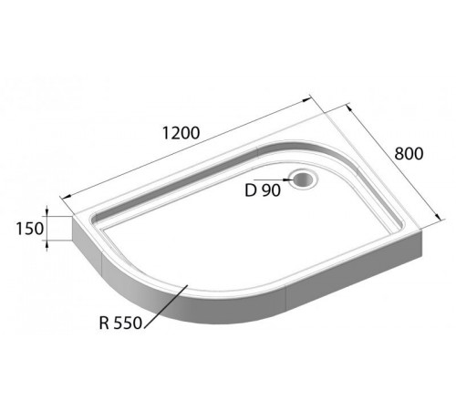 Душевой поддон BelBagno TRAY-BB-RH-120/80-550-15-W-L/R 120 x 80 см с сифоном слева/справа