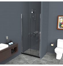 Душевая дверь в нишу BelBagno UNO-B-2-70-C-Cr/UNO-B-2-70-P-Cr, 70 х 190 см, стекло прозрачное/рифлёное, профиль хром