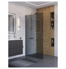 Душевая стенка BelBagno UNO-L-1-TB-100-GR-Cr, 100 см, стекло тонированное графит, профиль хром
