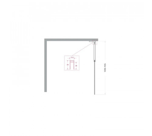 Душевая стенка BelBagno UNO-L-1-TB-110-GR-GM, 110 см, стекло тонированное графит, профиль вороненая сталь, gunmetal