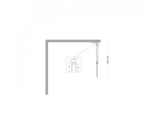 Душевая стенка BelBagno UNO-L-1-TB-70-C-Cr, 70 см, стекло прозрачное, профиль хром
