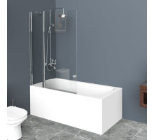 Душевая шторка на ванну BelBagno UNO-V-11-120/150-C-Cr/UNO-V-11-120/150-P-Cr, 120 х 150 см, стекло прозрачное/рифленое, профиль хром