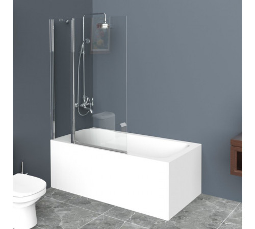 Душевая шторка на ванну BelBagno UNO-V-11-120/150-C-Cr/UNO-V-11-120/150-P-Cr, 120 х 150 см, стекло прозрачное/рифленое, профиль хром