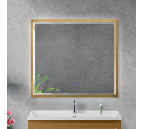 Зеркало интерьерное Cezares Interni CZR-SPC-INT-1000-900-LED-TCH-WARM-BORO, 100 см, с LED подсветкой и сенсорным выключателем, рама золото брашированное